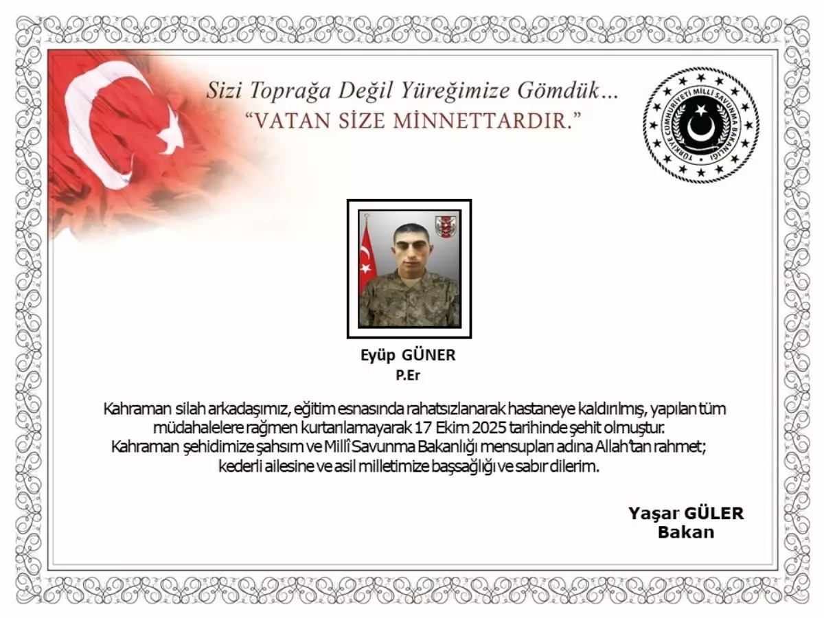Tokat’ta Piyade Er Eğitim Sırasında Şehit Oldu